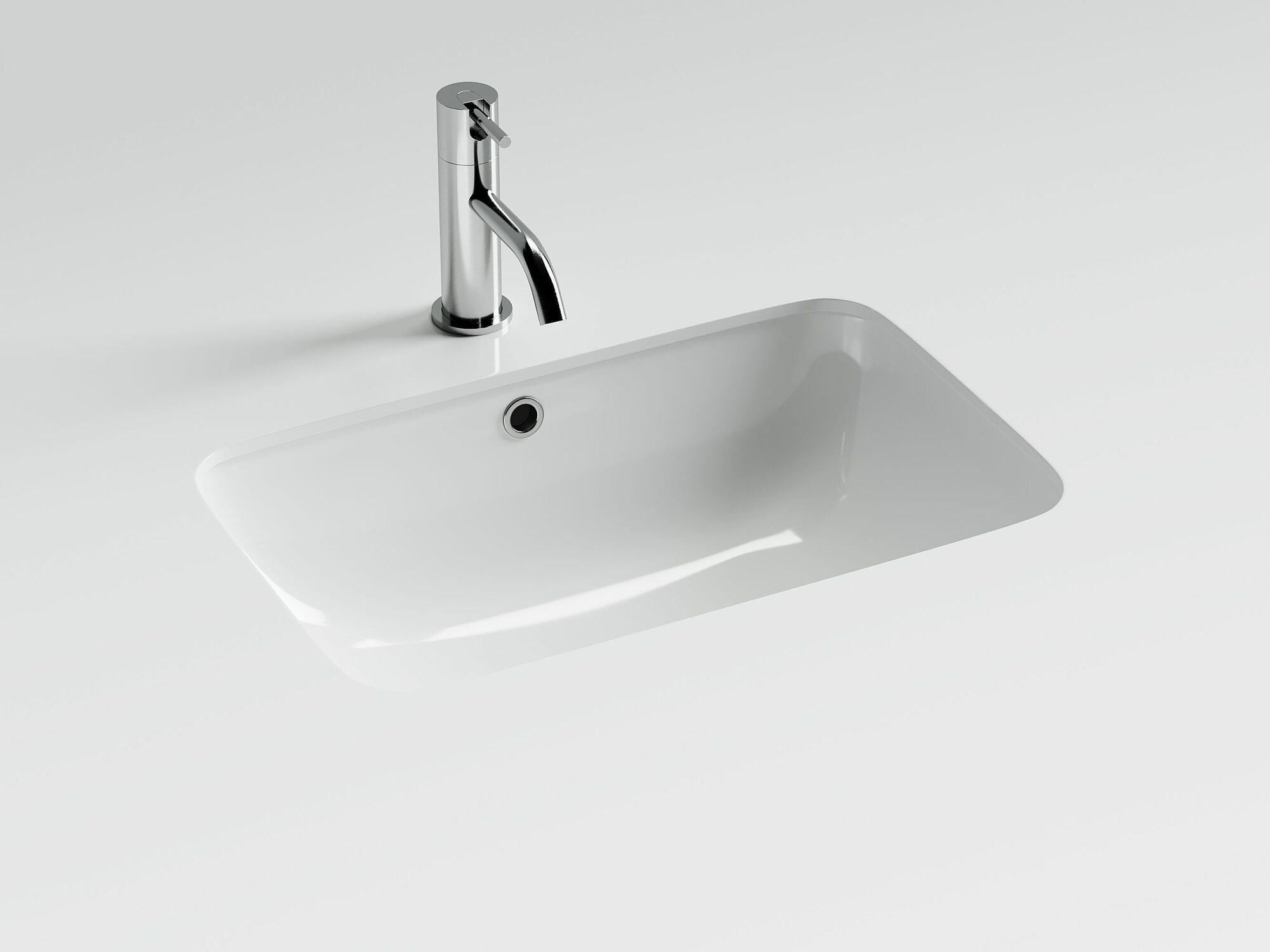 Раковина встраиваемая снизу Ceramicanova Element прямоугольная 54 см с отверстием слива перелива цвет белый CN7018