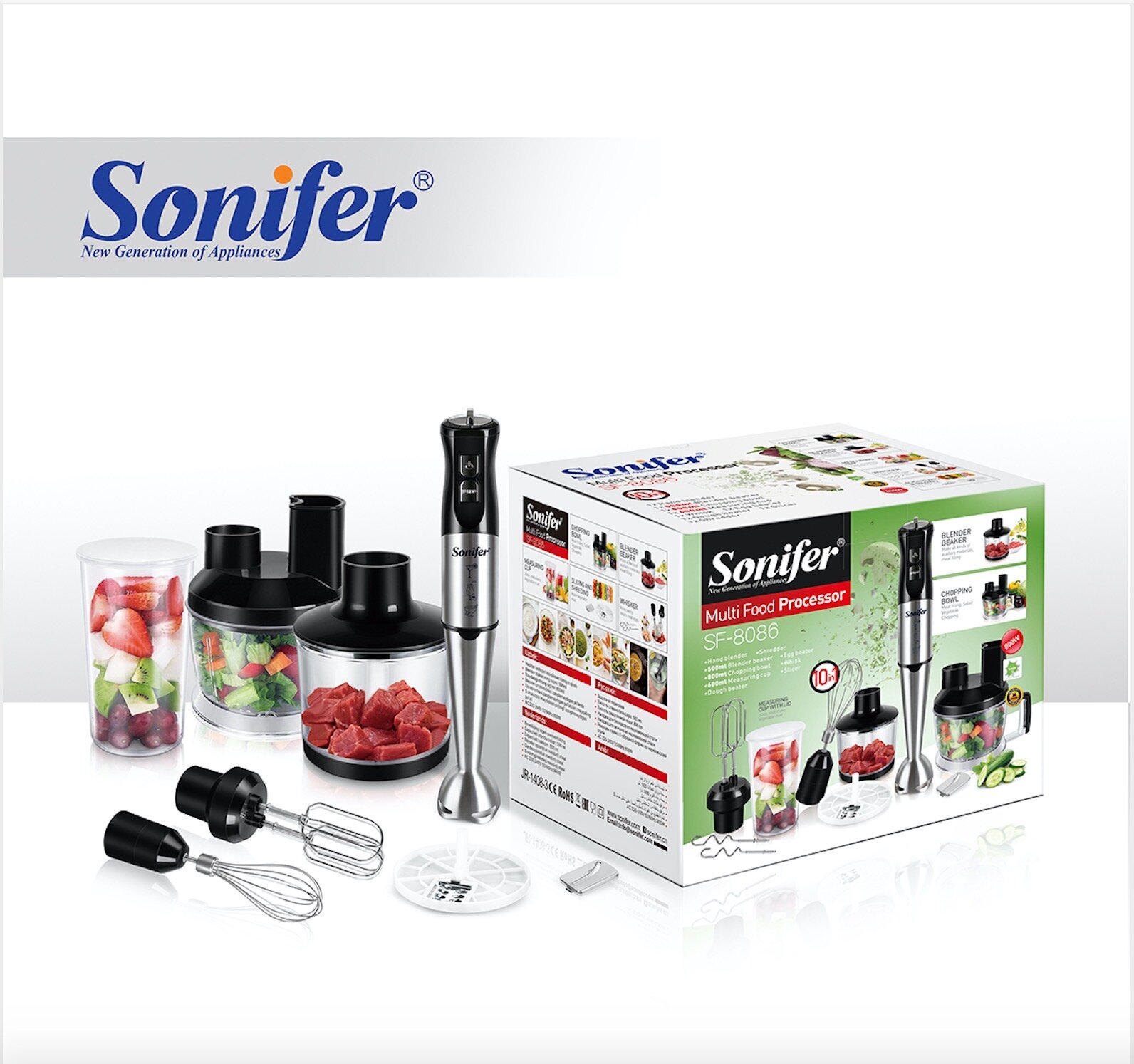 Блендер, 10 в 1, многофункциональный блендер, Sonifer SF-8086, измельчитель