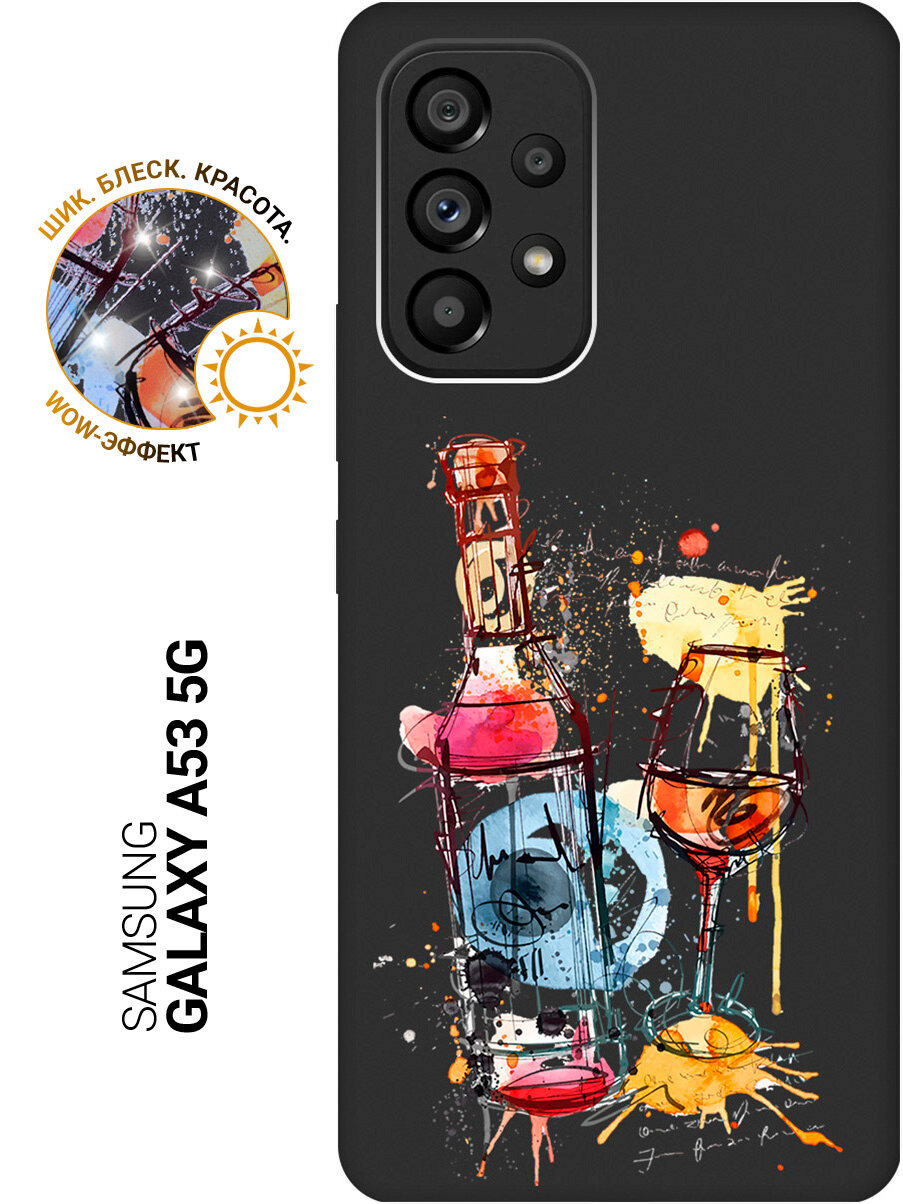 Матовый Soft Touch силиконовый чехол на Samsung Galaxy A53 5G, Самсунг А53 5Г с 3D принтом "Aquarelle Wine" черный