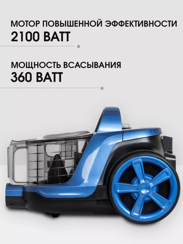 Компактный пылесос для дома с контейнером, мощный 360 Вт (сила всасывания) JVC JH-VC441, 3 насадки — фото 1