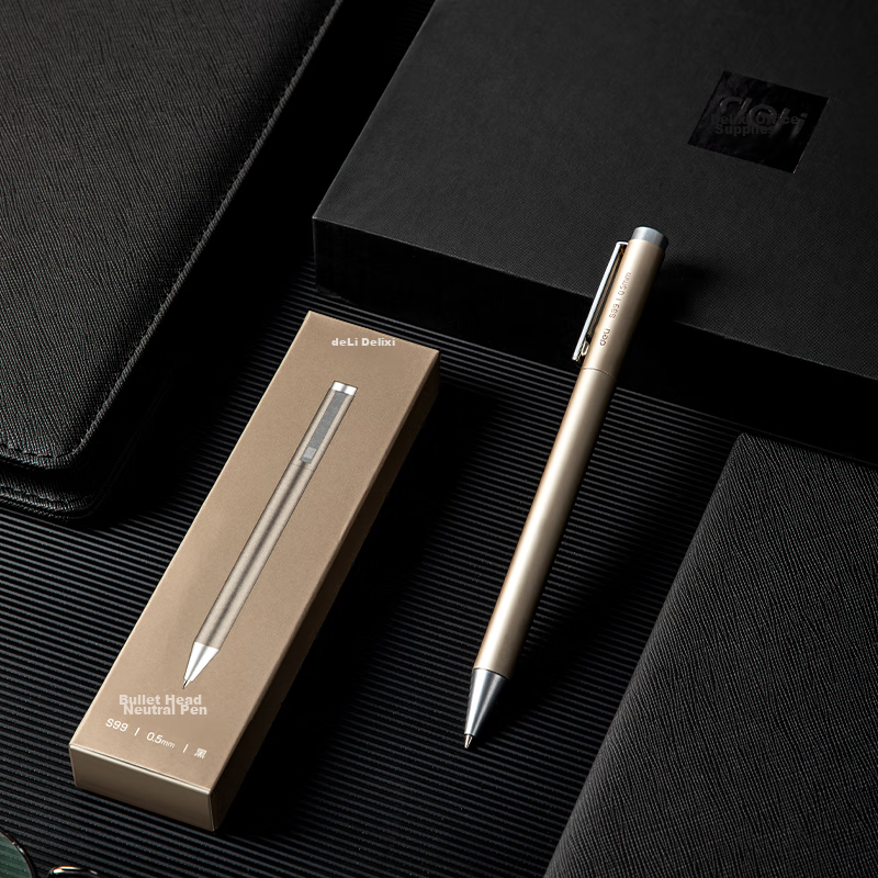 Изображение Deli Metal Rotating Gel Pen, 0.5mm Bullet Tip, Gold, Single Pen, S99