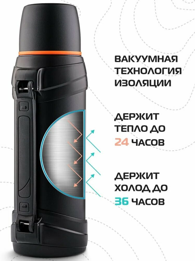 Термос для чая 2,5 литра c двумя чашками / Термос 2,5 л — фото 1