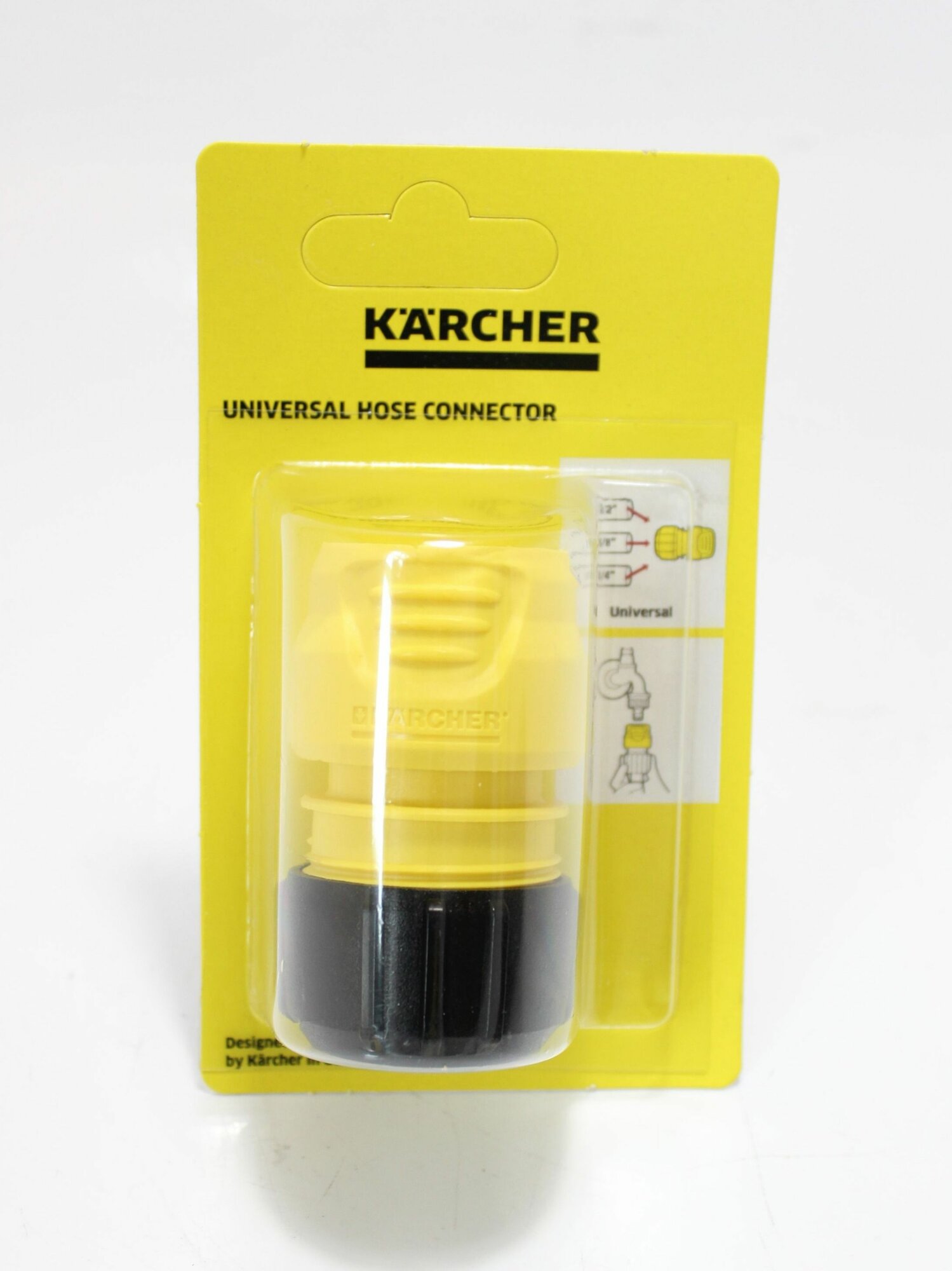 Коннектор шланга Karcher, пластик, эргономичный, жёлтый/чёрный, 1/2" - 5/8" - 3/4" — фото 1