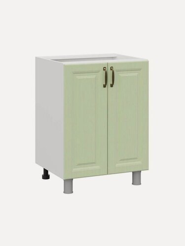 Изображение товара Кухонный модуль напольный, стол Флоренс с полками, с доводчиками, 60х50.6х82.4 см, Белый / Фисташковый структурный