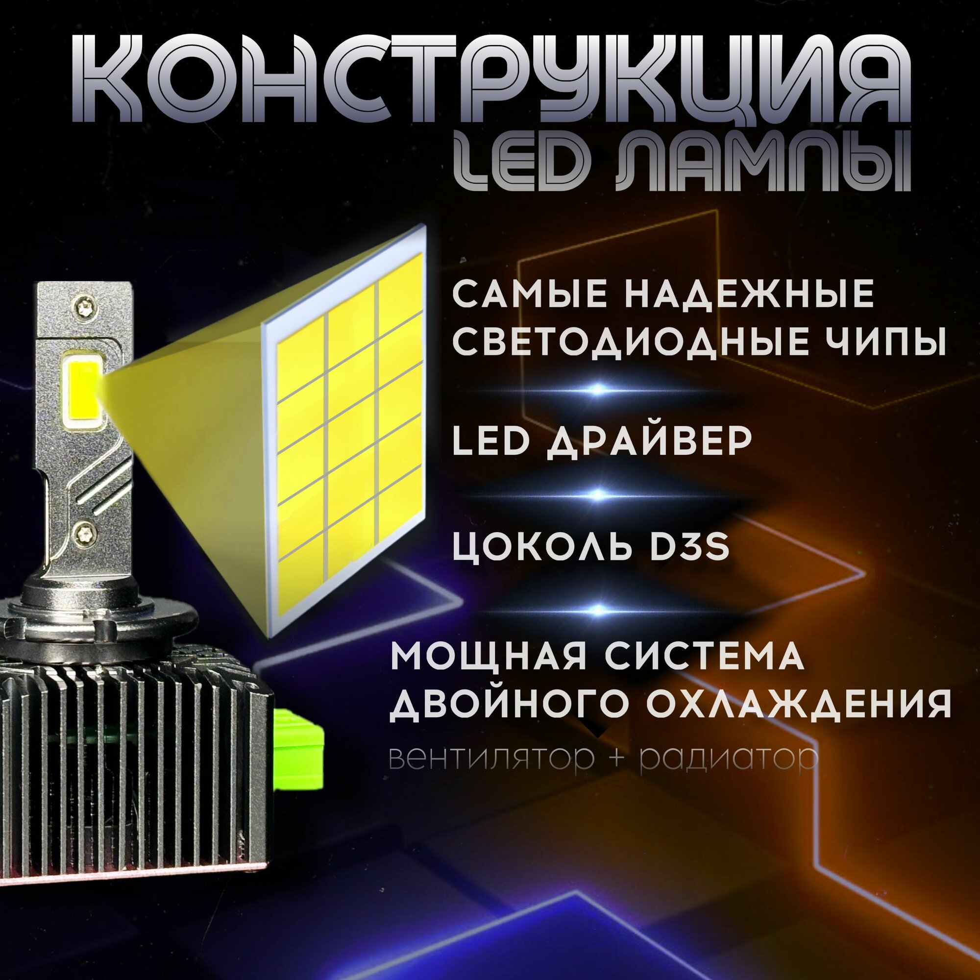 D3s led лампы светодиодные автомобильные LED d3s лампы / Цоколь D3S лед ксенон, 2 шт. — фото 1