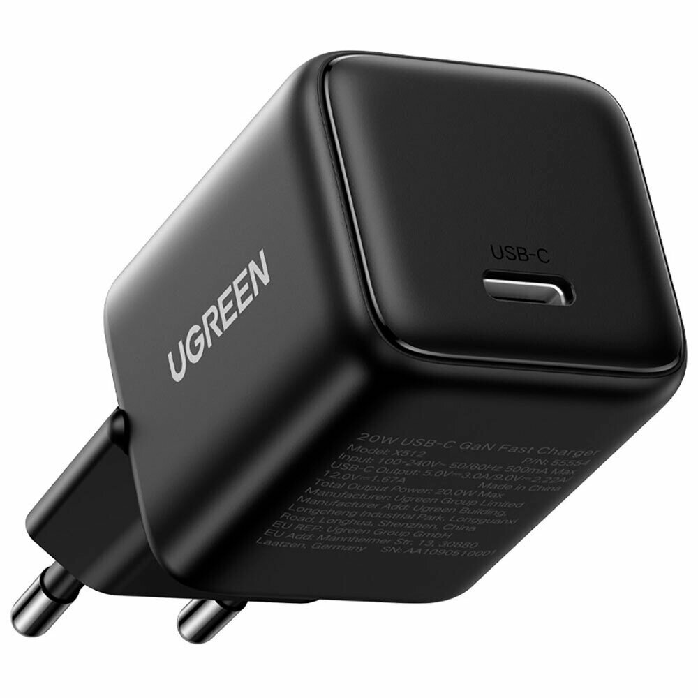 Зарядное устройство Ugreen X512 Mini 20W USB-C GaN Fast Charger EU черный