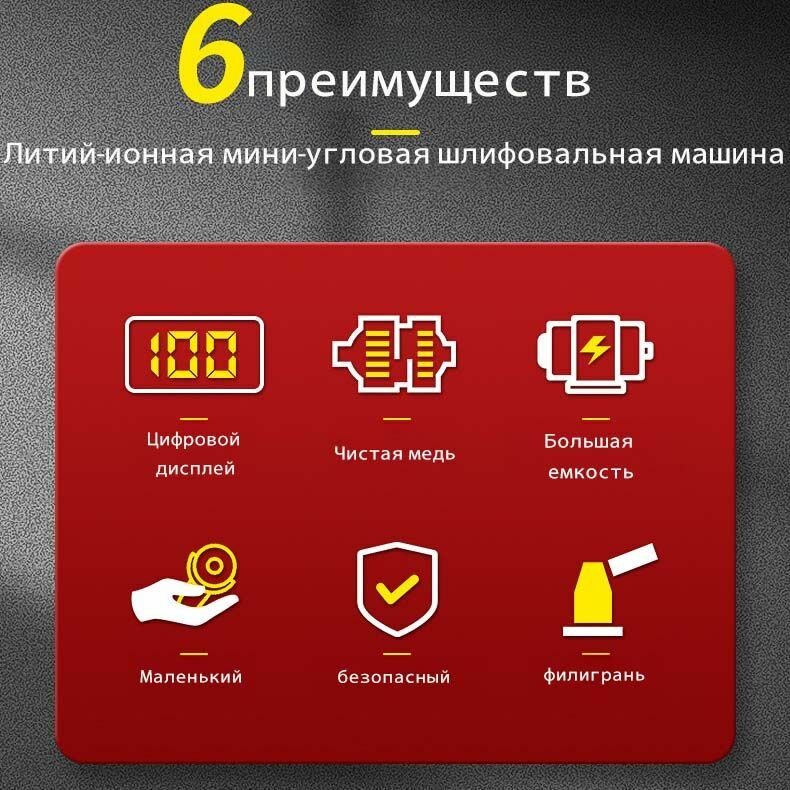 ARIDOO болгарка аккумуляторная, Цифровой дисплей, 28000 об/мин, Двигатель с угольной щеткой, Батарея*2, 18 штук режущих лезвий — фото 1