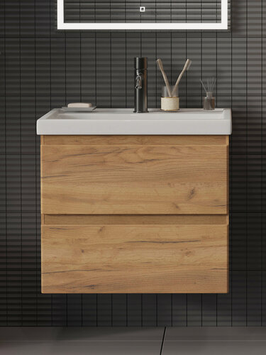 Изображение товара Тумба подвесная SanStar Riana 50 с раковиной Фостер 50 (комплект) для ванной комнаты, Gold Craft