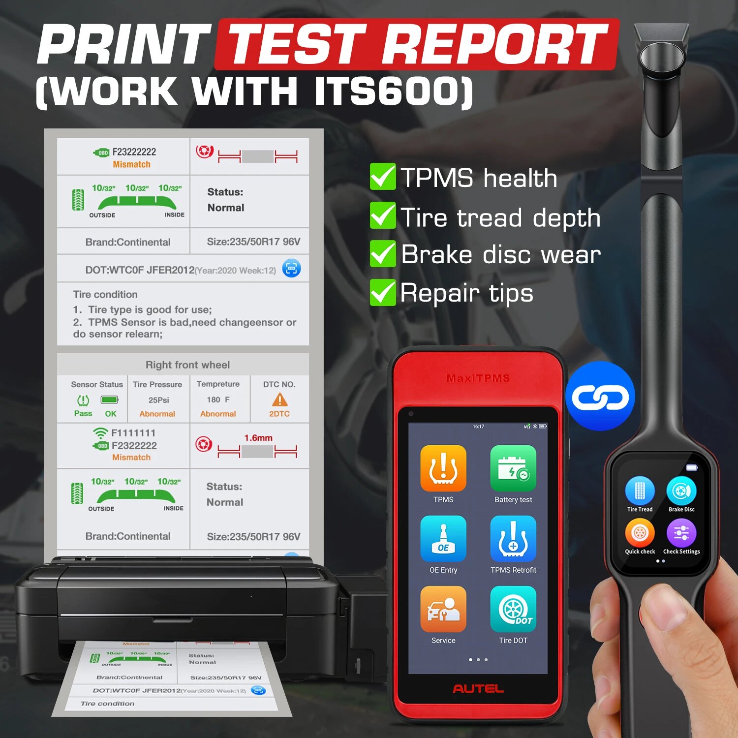Инструмент программирования Autel MaxiTPMS ITS600E TPMS OBD2, инструмент для программирования MaxiTPMS TBE200, детектор износа тормозных дисков для глубины протектора шин, ITS600E TBE200, other language — фото 1