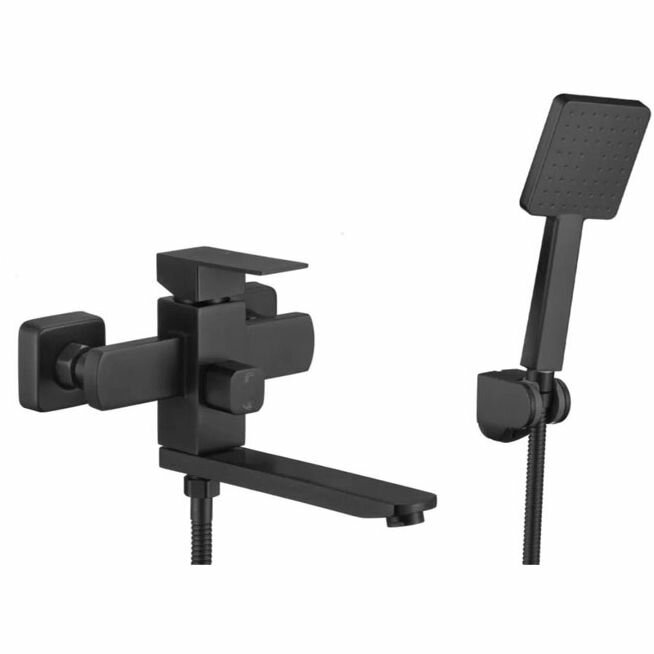 Смеситель для ванны Fmark FS8104H черный нержавеющая сталь современный рычажный 220 мм