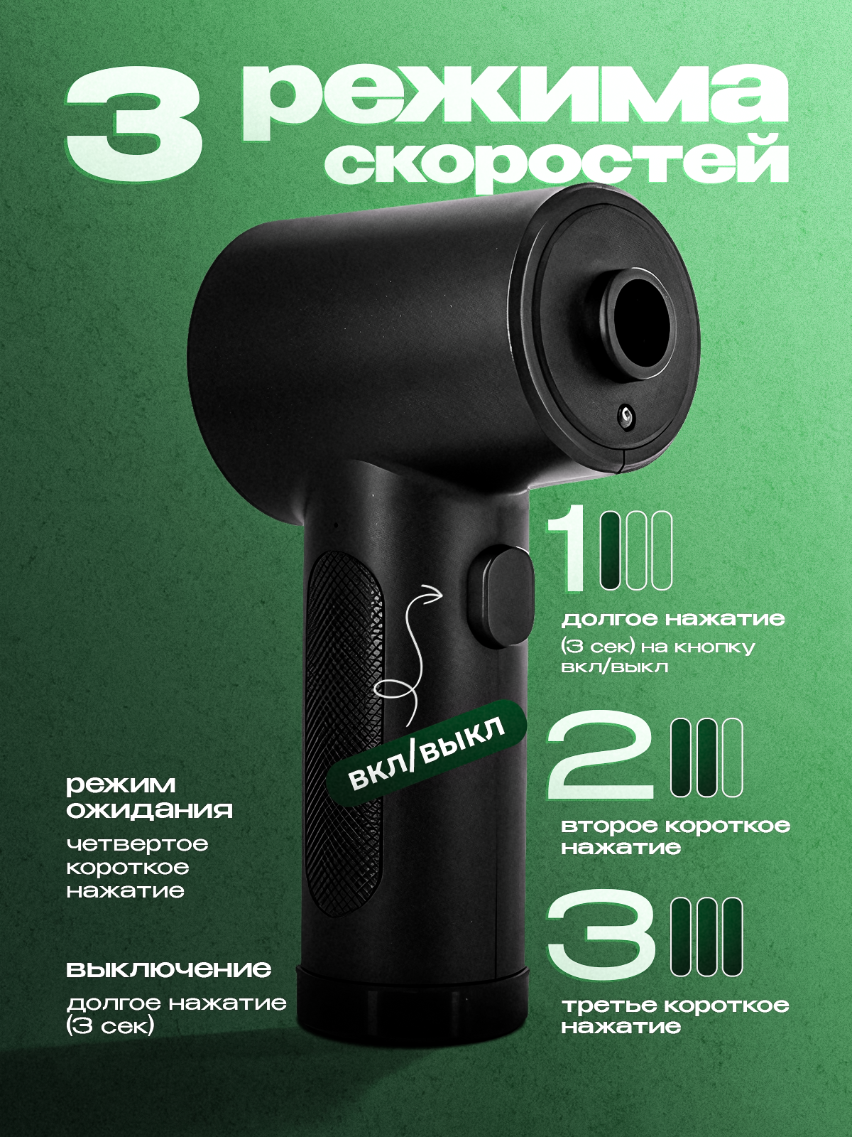 Воздуходувка аккумуляторная Breeze, мощная для компьютера (5 насадок) — фото 1