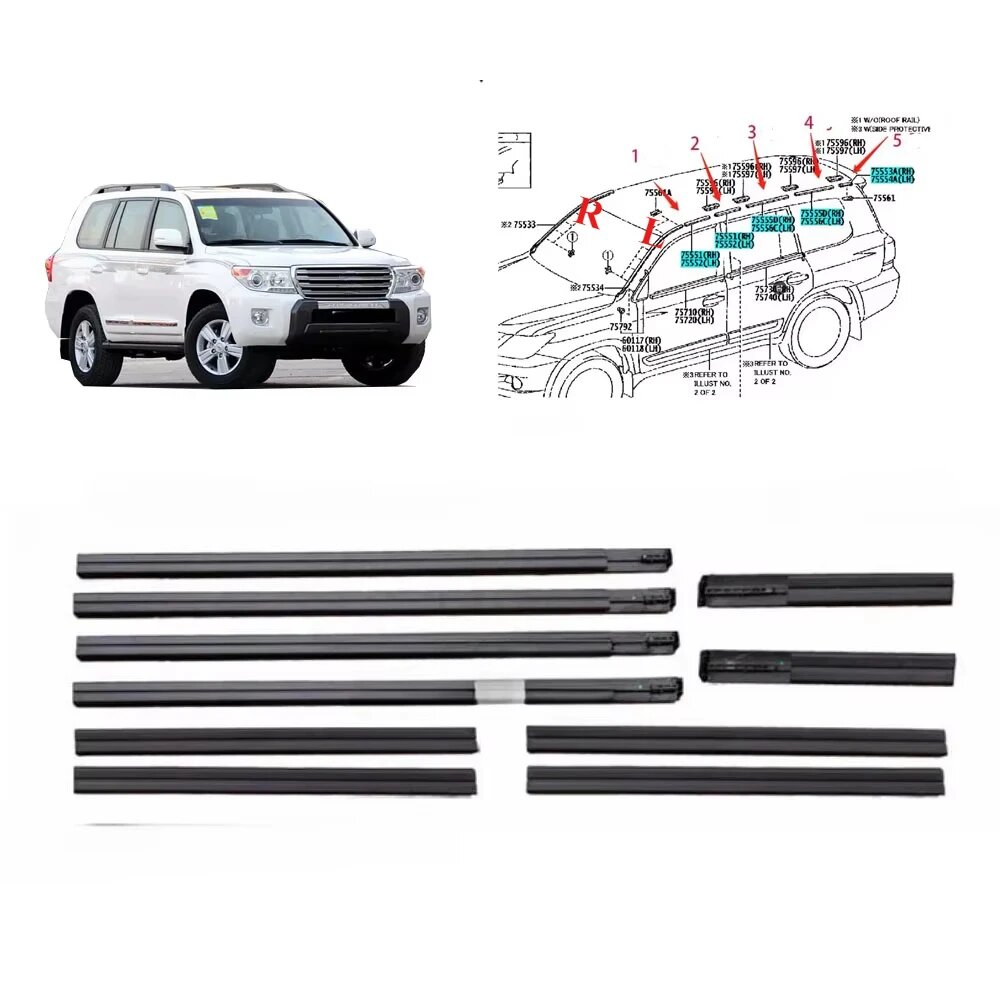 Цельный резиновый уплотнитель раковины на крышу для Lexus LX570 75554-60040, уплотнение уплотнения на крышу Land Cruiser LC200, выбор, 3
