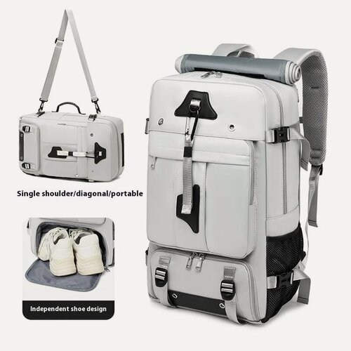 Изображение товара Дорожная сумка большой емкости 55 л для мужчин, 15,6-дюймовый чемодан для ноутбука, рюкзак, многофункциональный водонепроницаемый рюкзак, уличные сумки для кемпинга, YJ-2429 Grey, Унисекс