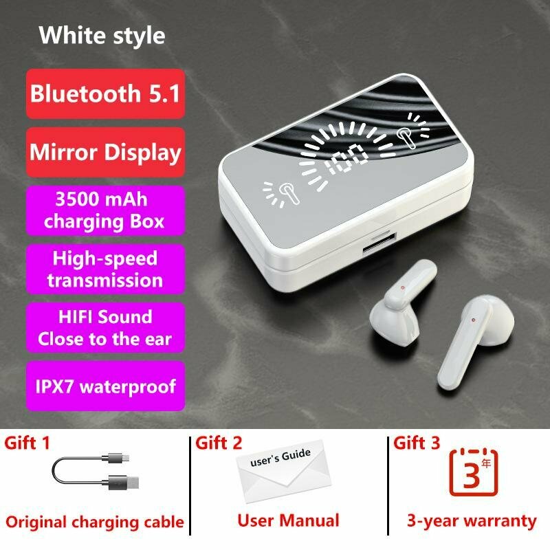 Новые TWS Bluetooth 5.1 наушники 3500mAh зарядка коробка беспроводные наушники 9D стерео спорт водонепроницаемые наушники HIFI стерео IPX7