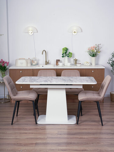 Изображение товара Стол кухонный обеденный раздвижной Грант 108(138)х68см ПластикNo3173ЛДСПбелое