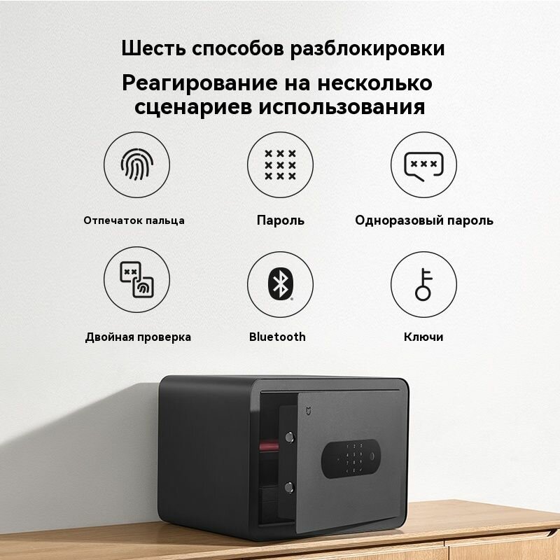 Картинки Умный электронный сейф Xiaomi Mijia 30CM Smart Safe Deposit Box с датчиком отпечатка пальца (BGX-5X1-303), подключается в умный дом Mi Home