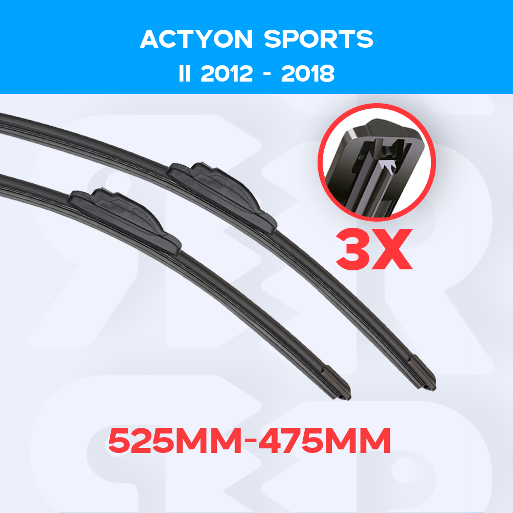 Дворники для (СангЙонг Актион Спорт) SsangYong Actyon Sports II 2012-2018 (530мм-480мм) комплект 2 шт.