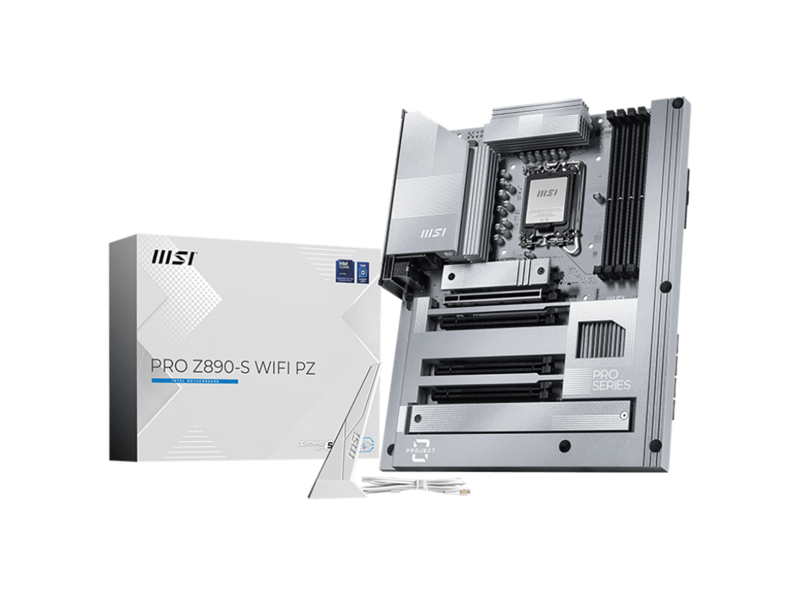 Материнская плата PRO Z890-S WIFI PZ Z890, LGA1851, 4*DDR5, 4*PCIEx16, 3*M.2, 2*TypeC, 6*USB3.2Gen1, 4*USB2.0, 4*SATA3.0, 2.5G, Type-C(DP), DP, HDMI, ATX, RTL