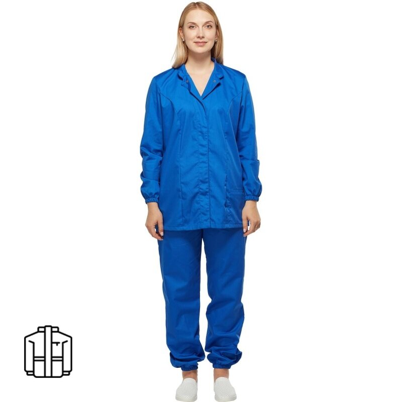 Куртка для пищевого производства КНР цвет васильковый женская размер 44-46 на рост 158-164