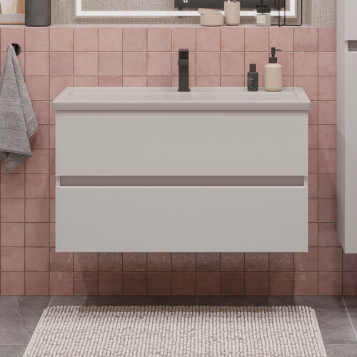 Изображение товара Тумба подвесная SanStar Велья 100 Без раковины для ванной комнаты, белая