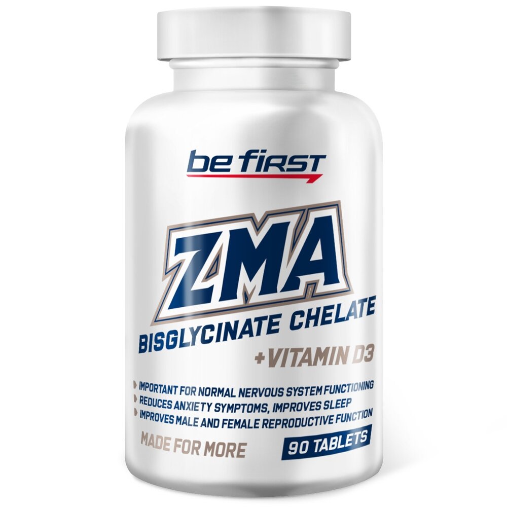 Цинк Магний В6 Повышает результат тренировок ZMA Chelate + vitamin D3 90 табл (Be First)