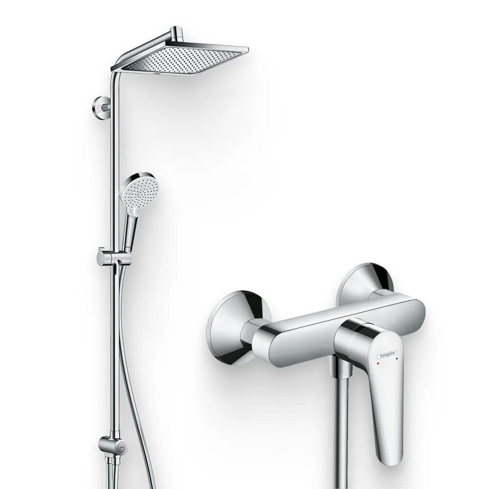 Душевой комплект Смеситель для душа Hansgrohe Logis E 71602000 / Стойка Crometta E 240 1jet Showerpipe Reno 27289000 EcoSmart
