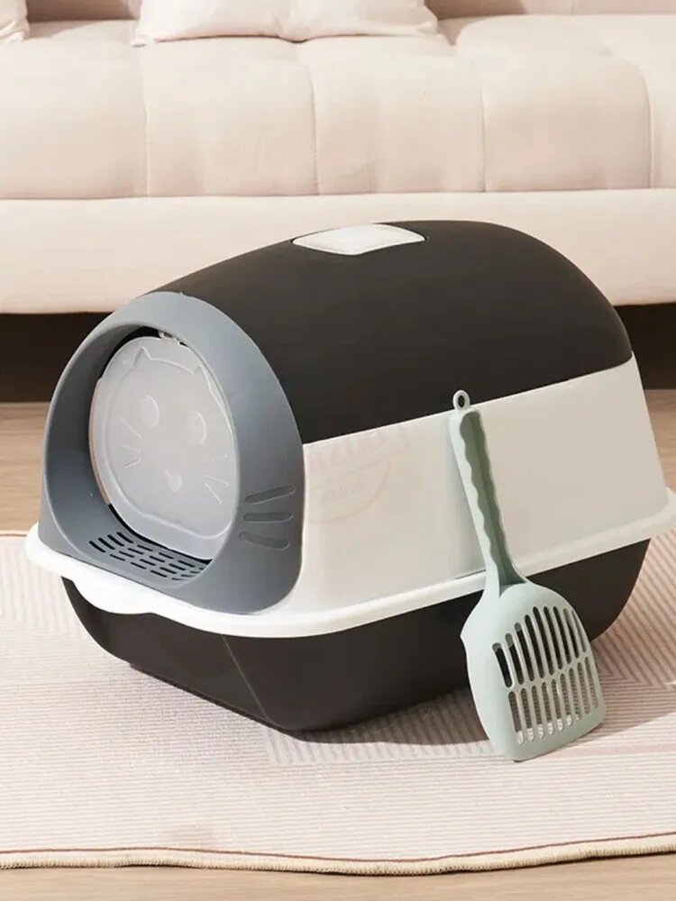 Туалет для кошек закрытый лоток 50x35x36 см выдвижной лоток совок дверцы фильтр