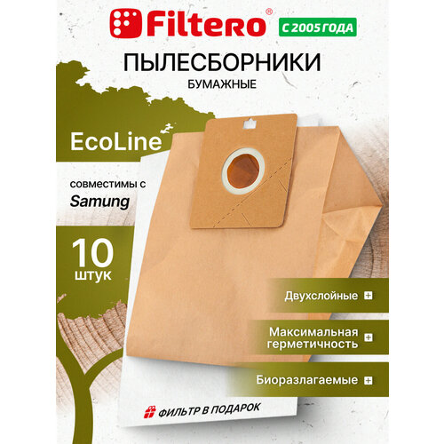 Filtero Мешки-пылесборники и микрофильтр SAM 03 ECOLine XL, пылесборник, 3.6 л, коричневый, 10 шт.