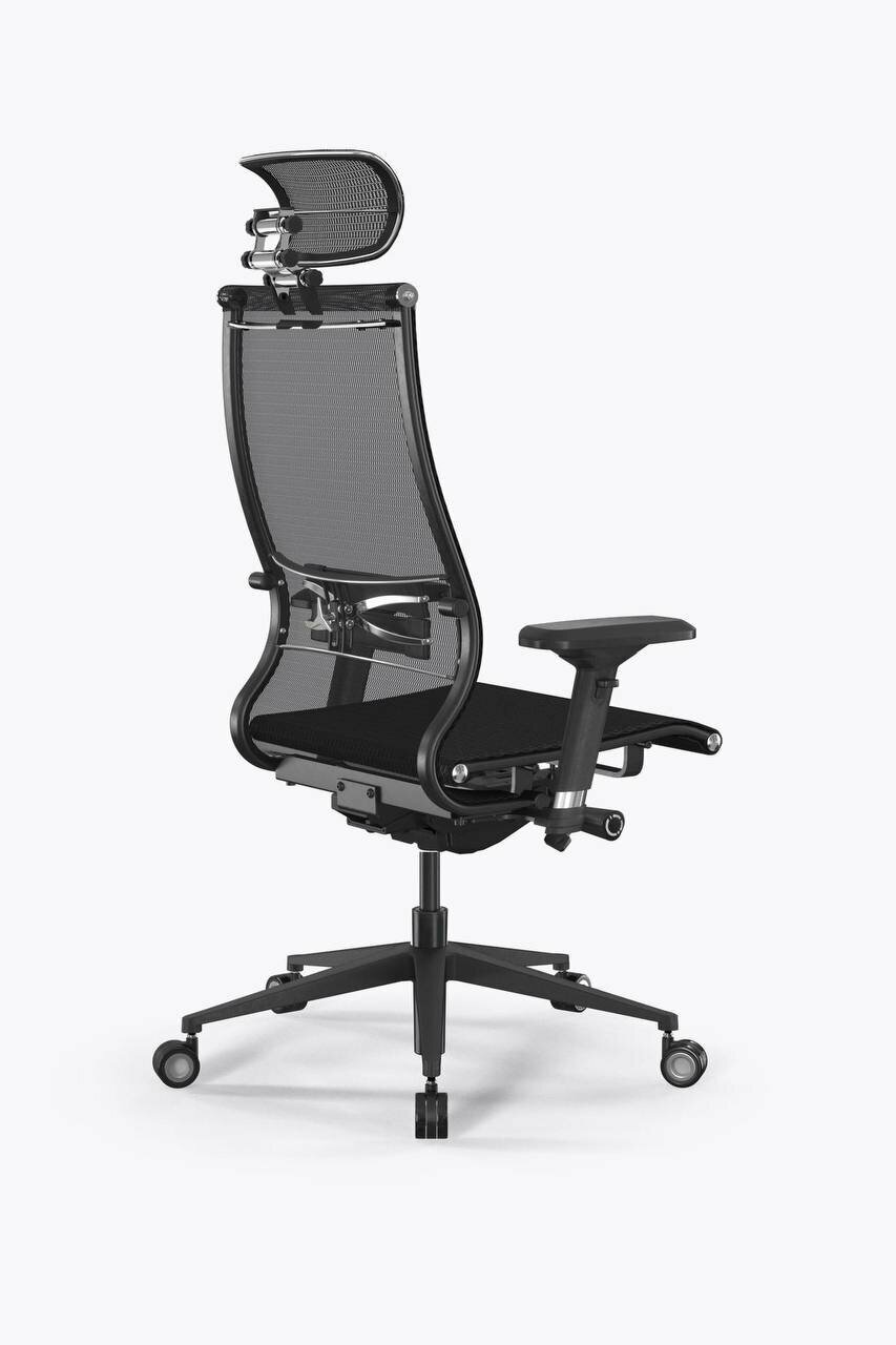 Кресло офисное метта Samurai Black Edition новый (Черный), обивка сетка/текстиль, цвет черный, армированная сетка, крестовина полиуретан — фото 1