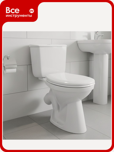 Изображение товара Унитаз-компакт Santek бриз, фарфоровый унитаз, дизайн с воронкой-водоворотом, белый цвет, хромированная фурнитура