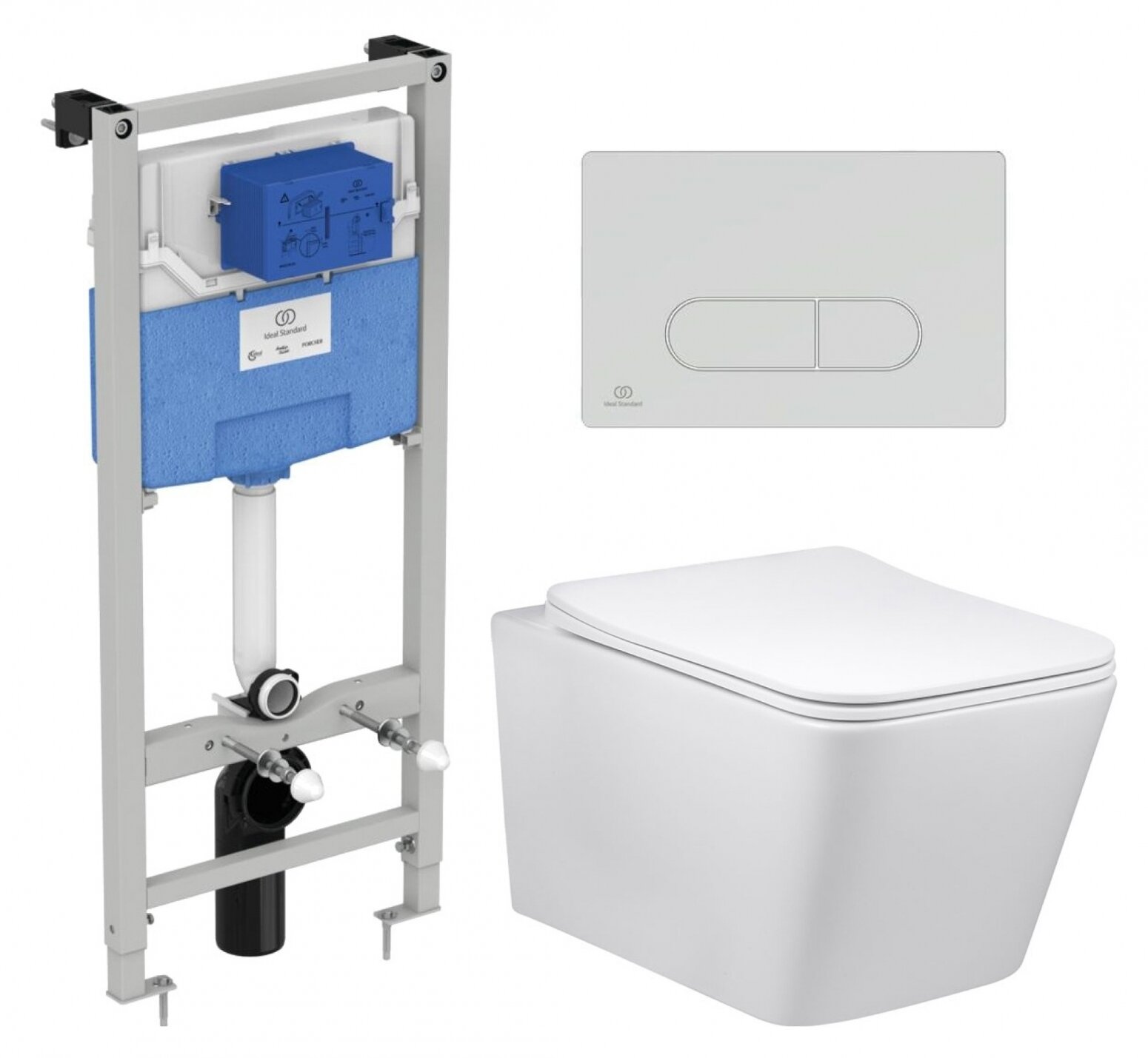 Комплект 3 в 1 инсталляция Ideal Standard + Унитаз Vincea Q-Line VT1-12 + кнопка хром