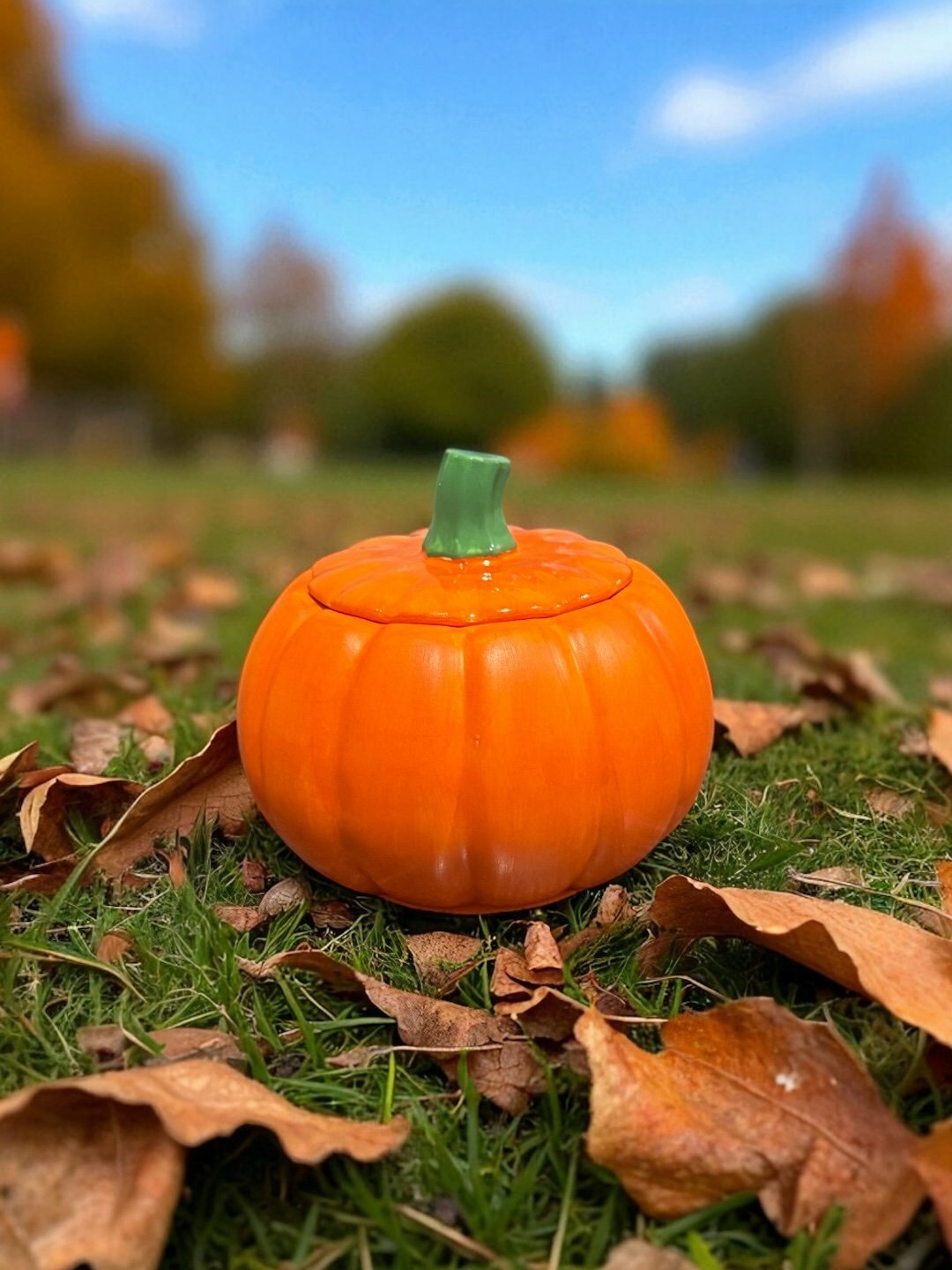 Декоративная шкатулка Тыква, 10*10*7 см - Песочный