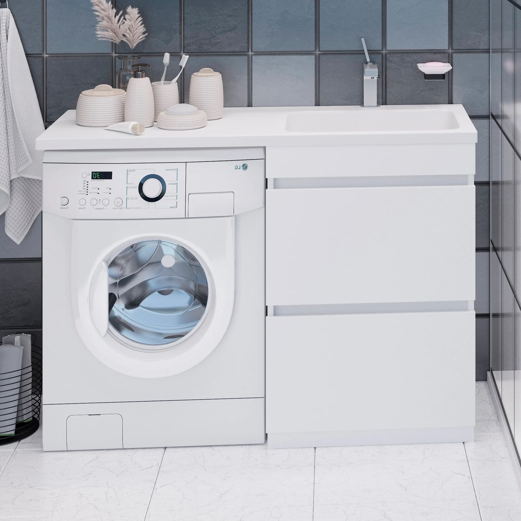 Тумба с раковиной Emmy Джерси 110 R под стиральную машину