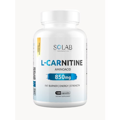 SOLAB L-Carnitine, 120 капсул, Л карнитин жиросжигатель спортивный для похудения