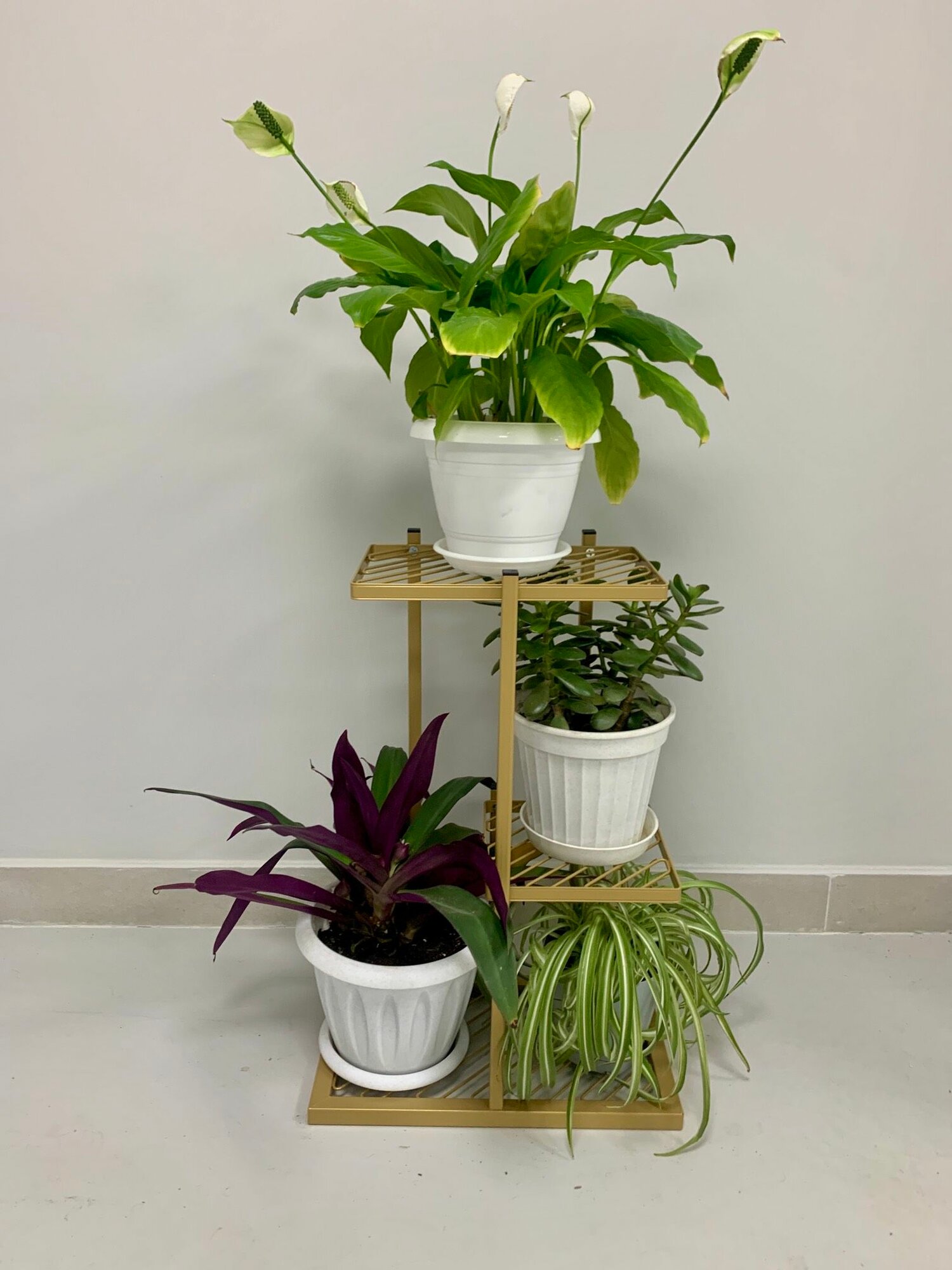 Подставка для цветов, для кухни, в ванную комнату напольная малая 400х240х600 золотой цвет