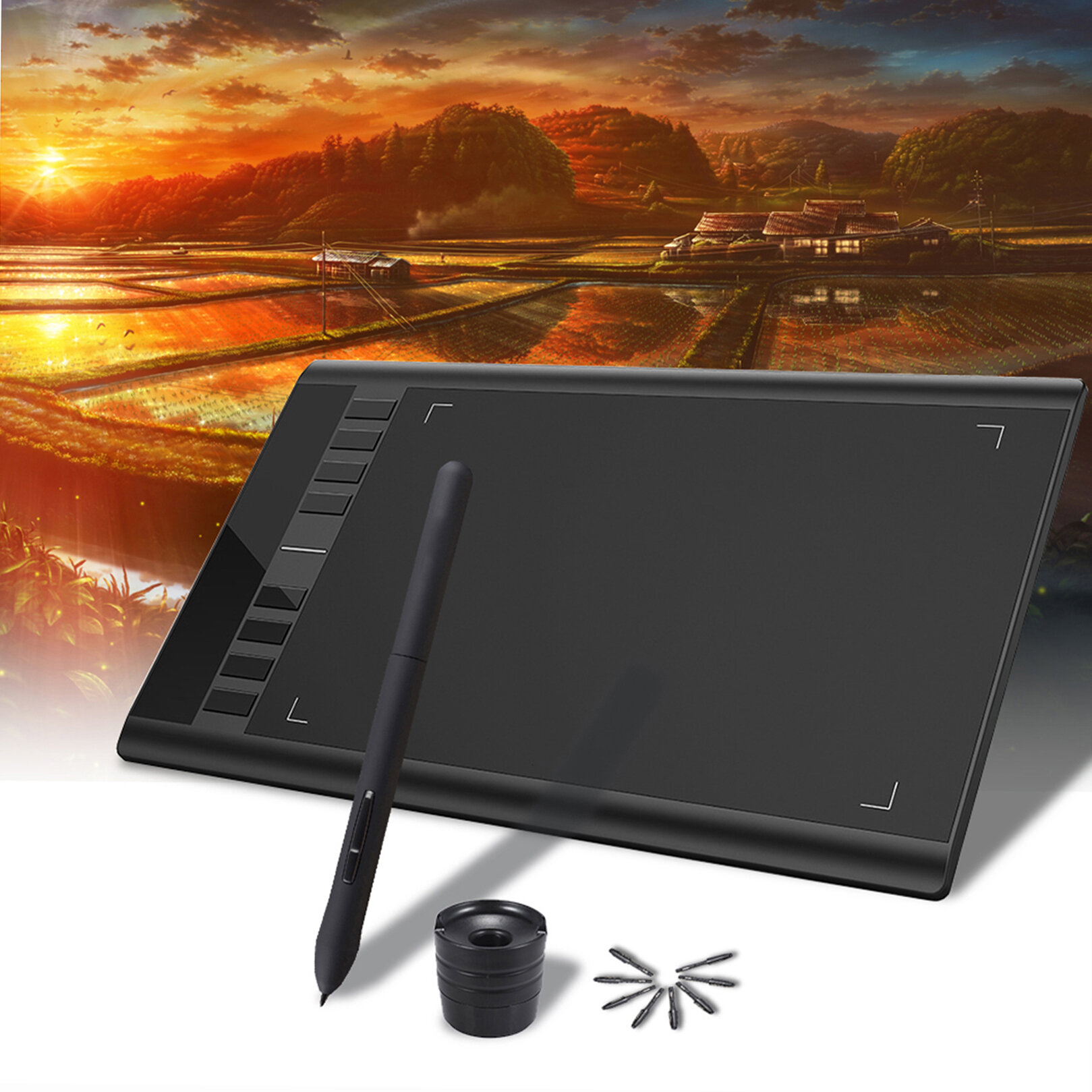 Ugee M708 модернизированный графический планшет для рисования с пассивным пером без батареи 8192 чувствительность к нажатию 266RPS 10 * 6 дюймов для Windows для Mac OS