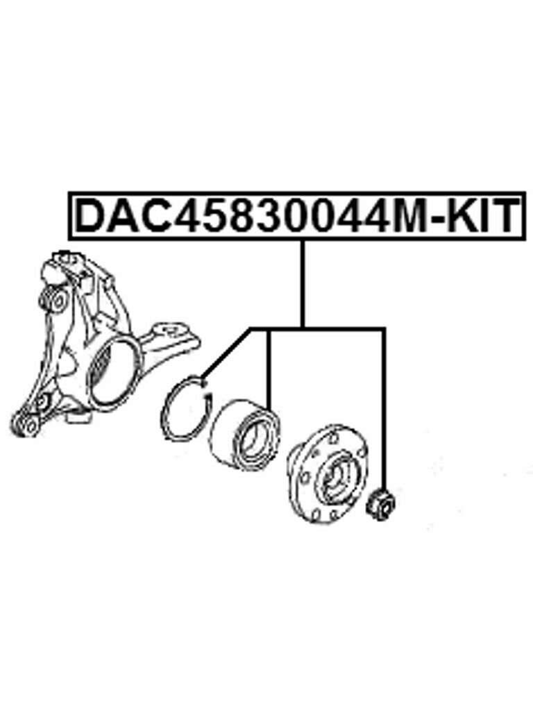 Подшипник ступичный передний ремкомплект FEBEST DAC45830044M-KIT для автомобилей Citroen, DS, Peugeot. — фото 1