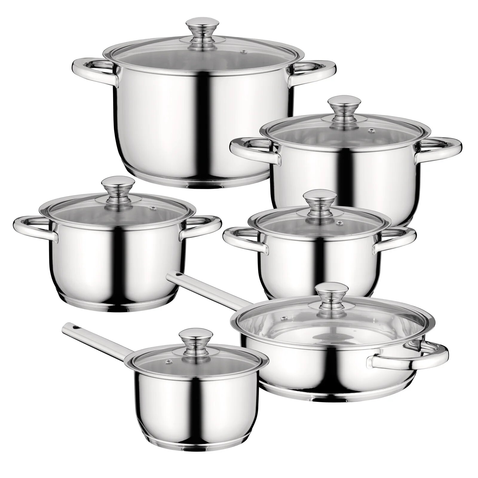 Набор посуды BergHOFF Gourmet, 18/10 нерж. сталь, 12 предметов