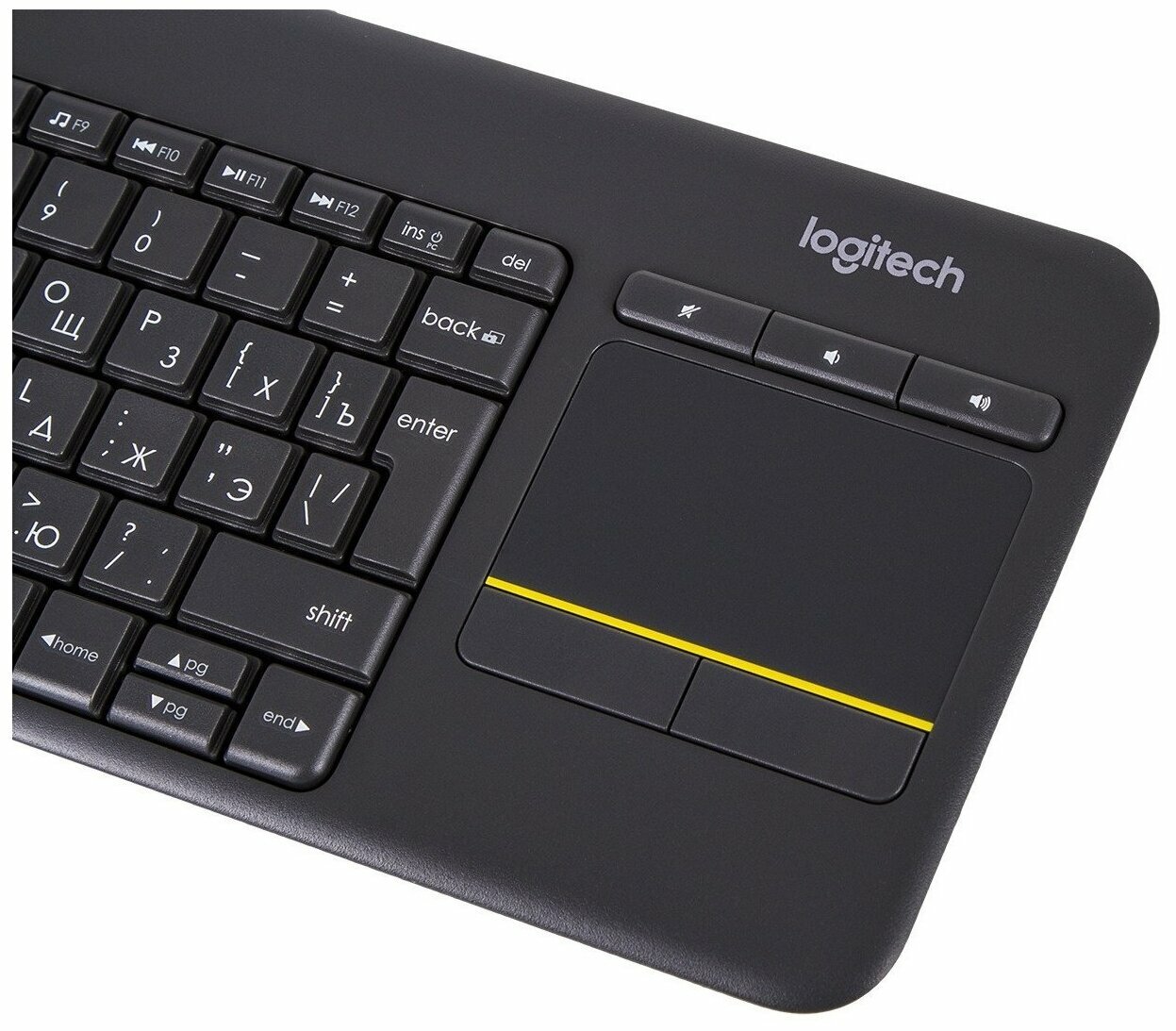 Беспроводная клавиатура Logitech K400 Plus черный английская/русская (ISO)