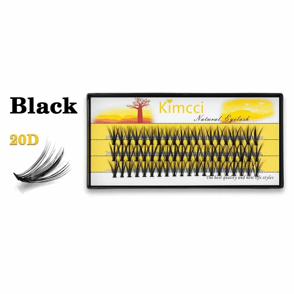 Kimcci искусственные ресницы 20D изгиб С 9 мм кластерные черные