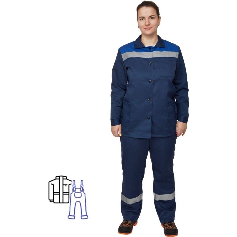 Костюм рабочий КНР летний женский л16-КПК синий васильковый размер 52-54 рост 170-176 см (л16-КПК жен с СОП син/вас)