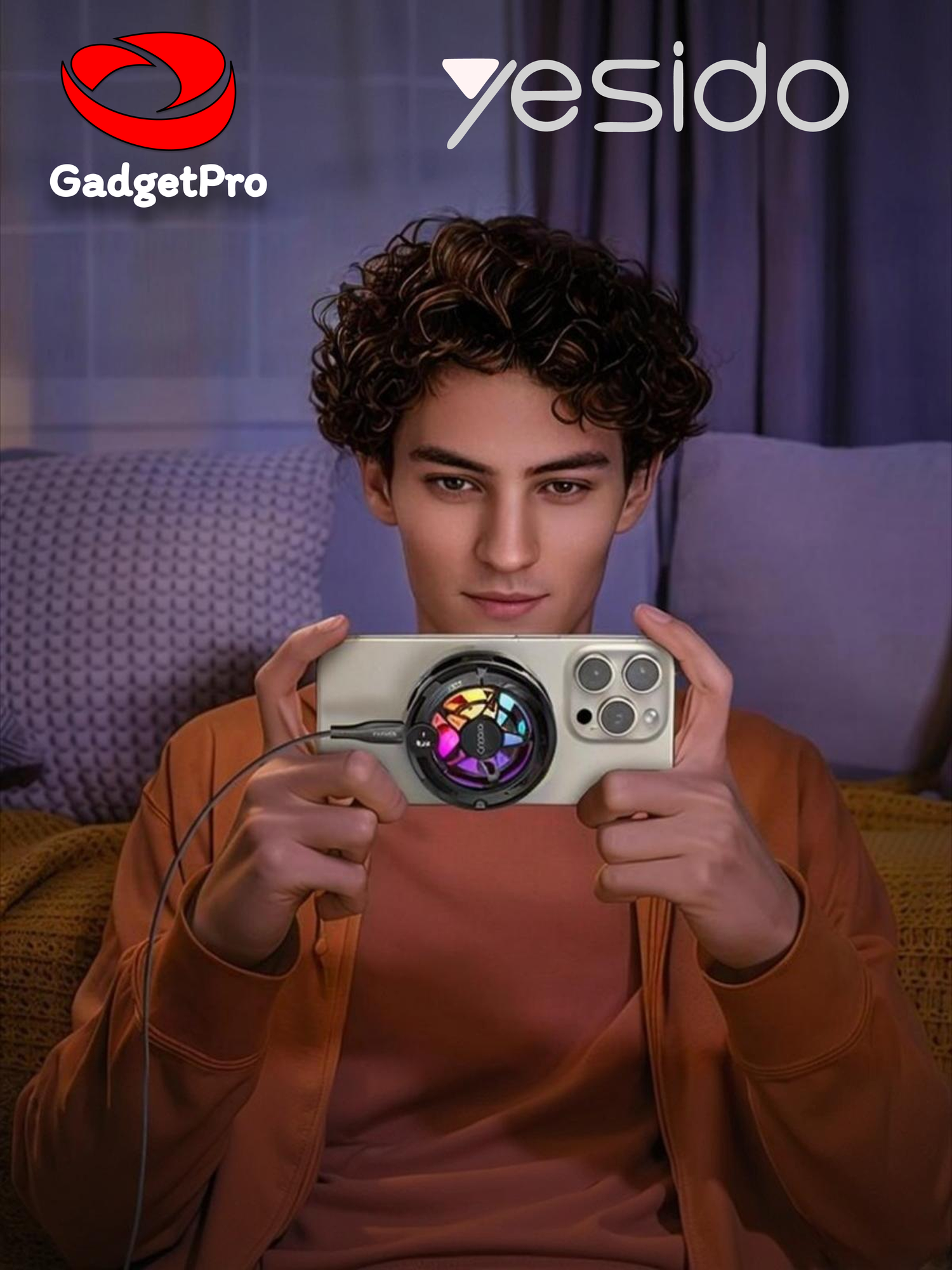 Охладитель для телефона Yesido C226, магнитный, полупроводниковый, RGB-подсветка, Type-C, чёрный