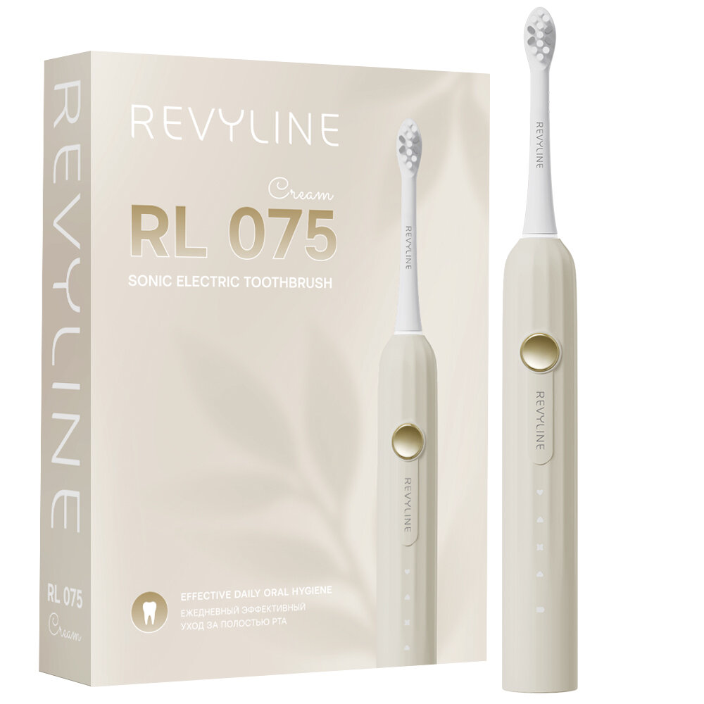 Зубная щетка электрическая Revyline "RL 075" кремовая, звуковая, 4 режима, на магнитной застежке