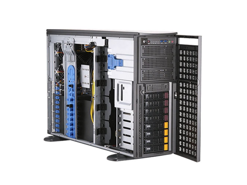 Платформа системного блока SYS-740GP-TNRT Tower/4U, 2xLGA4189, iC621A, 16xDDR4, 8x3.5 SATA/NVME, 2xM.2 PCIE 22110, 6x PCIEx16, 2x10GbE, IPMI, 2x2200W, black