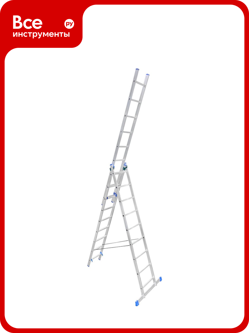 Алюминиевая трехсекционная лестница LadderBel 9 ступеней LS309