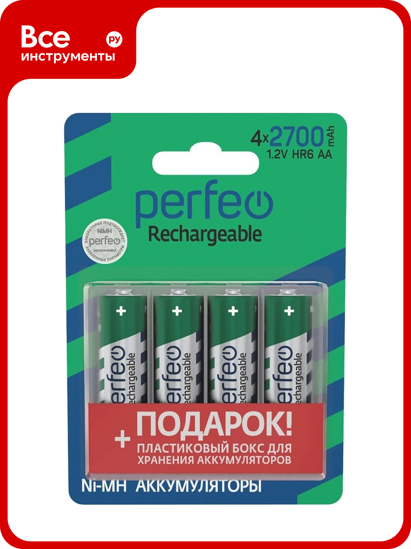 Аккумулятор PERFEO AA2700mAh 4 шт блистер бокс 30 009 110