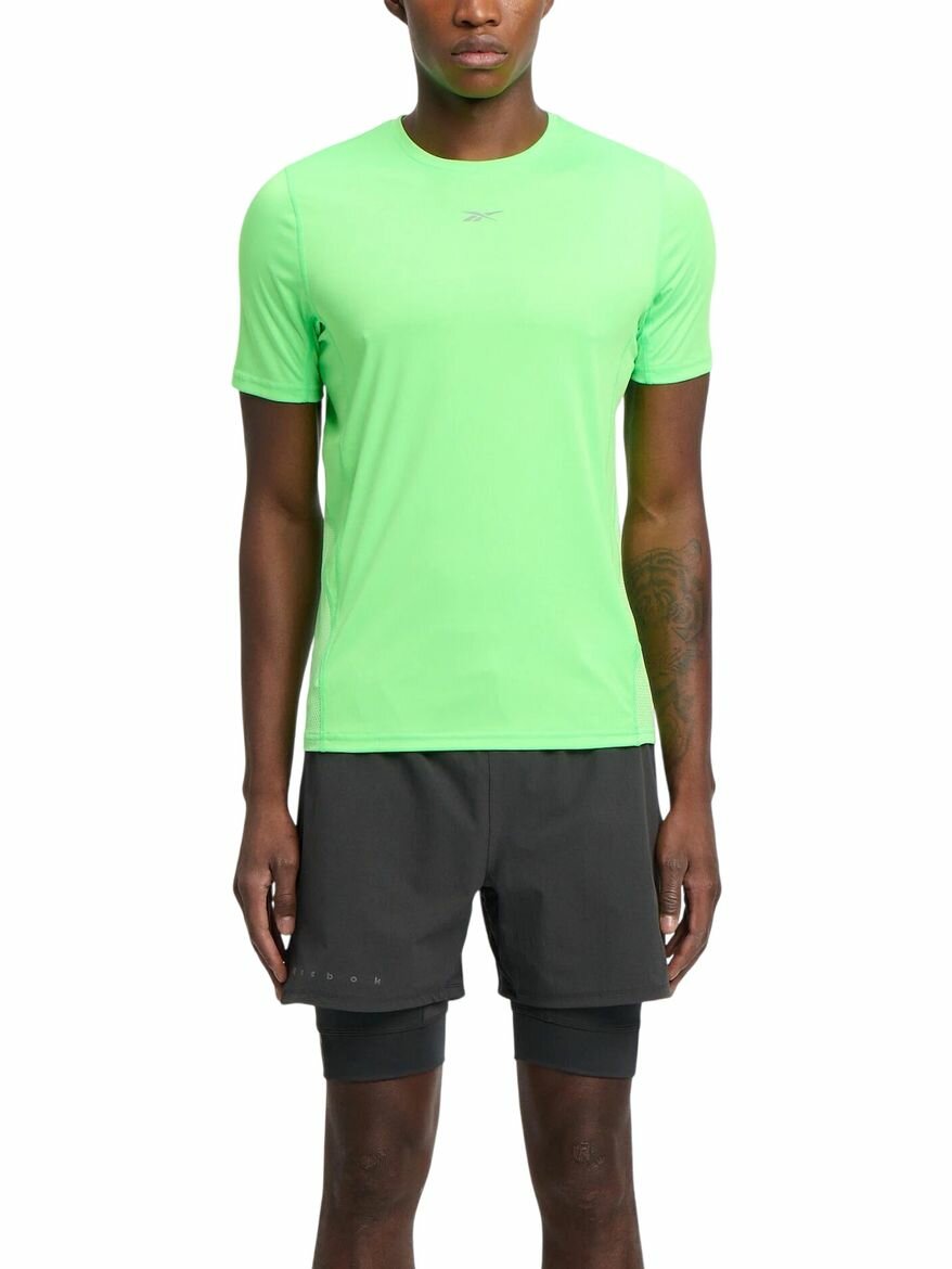 Футболка спортивная Reebok Running Ss Speedwick Tee, размер L INT, зеленый,