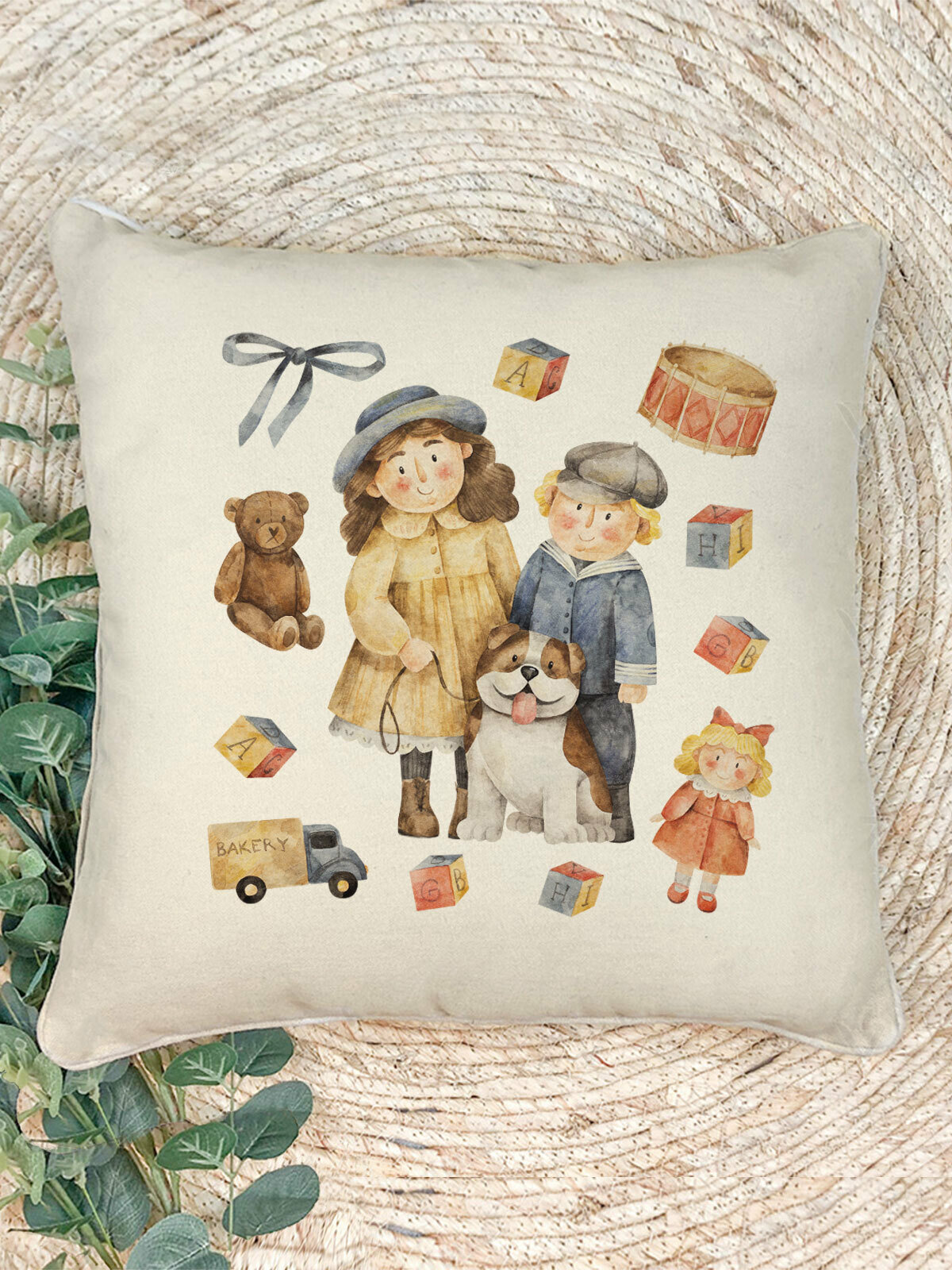 Наволочка для декоративной подушки Gerasim "Счастливое детство", 41х41 см, эко-ткань хлопок/полиэфир