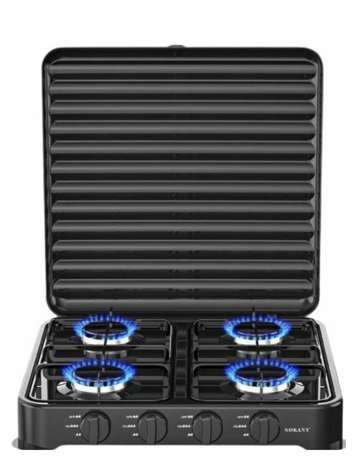 Настольная газовая плита SOKANY SK-6004 4 конфорки 33x7x31 см черная