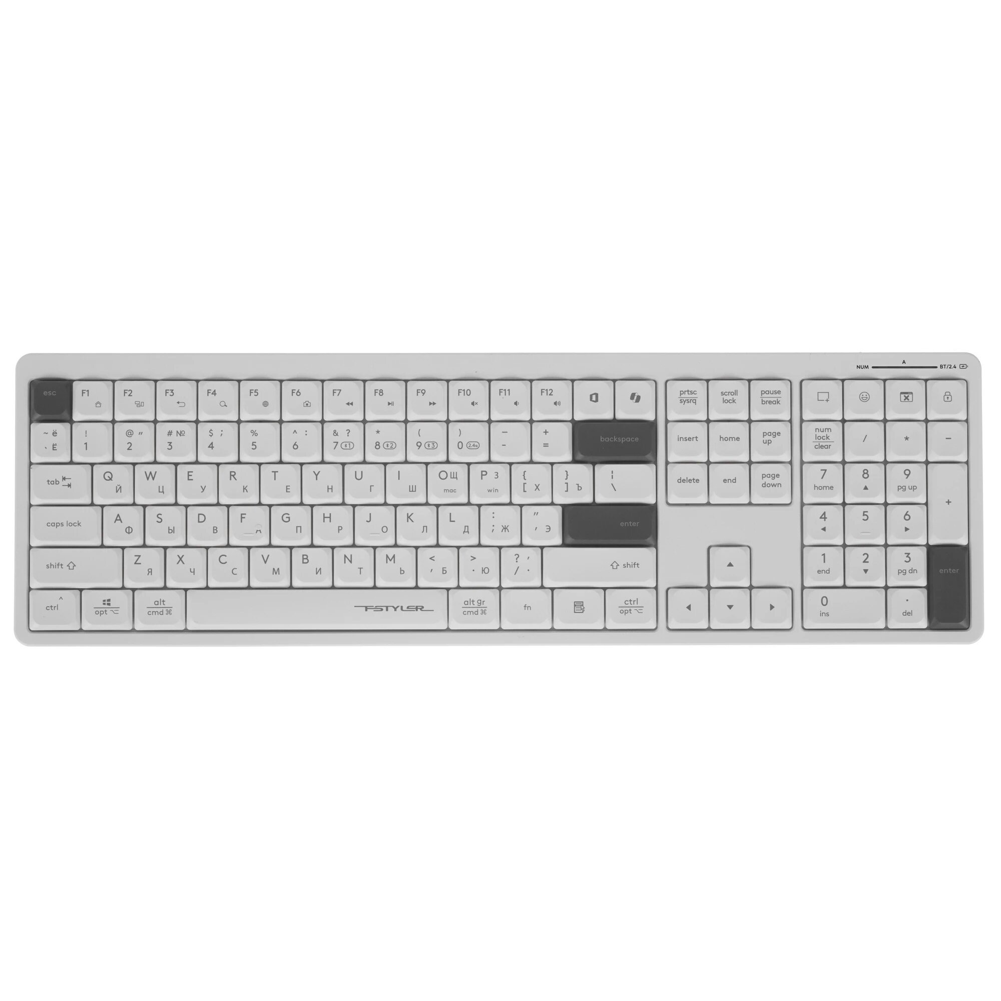 Клавиатура A4Tech Fstyler FBX55C беспроводная Bluetooth /USB /радиоканал белый